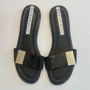 Zara Slides with Gold Accent